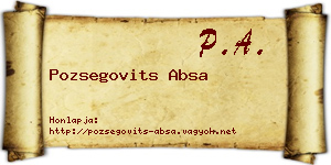 Pozsegovits Absa névjegykártya
